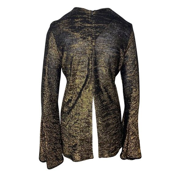 Pre Loved Ellery Vintage Glitter Bell Sleeve Top Women black T-Shirts - Picture 2 of 8